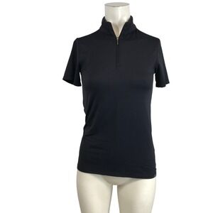 Dover Saddlery Coolblast Womens XS Black Short Sleeve Quarter Zip Equestrian Top